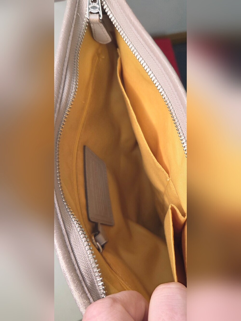 COACH Varsity Stripe  Crossbody Coated Canvas Bag Orange and Yellow - Picture 16 of 16